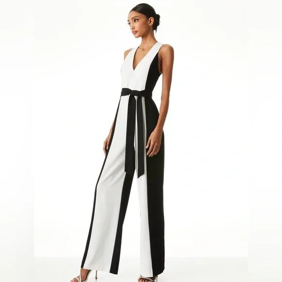 NWT Alice + Olivia Black and White Jumpsuit Size 8 MSRP $440 - Picture 2 of 7